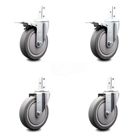 Service Caster 5 Inch Thermoplastic Rubber 7/8 Inch Square Stem Caster Total Lock Brakes, 2PK SCC-SQTTL20S514-TPRB-78-2-S-2